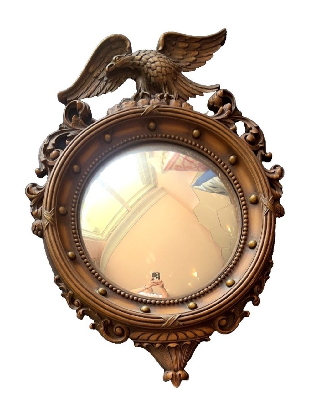 MCM Americana Eagle Convex Wall Mirror Federal 21" Original Tag Syroco Inc USA - Picture 2 of 9